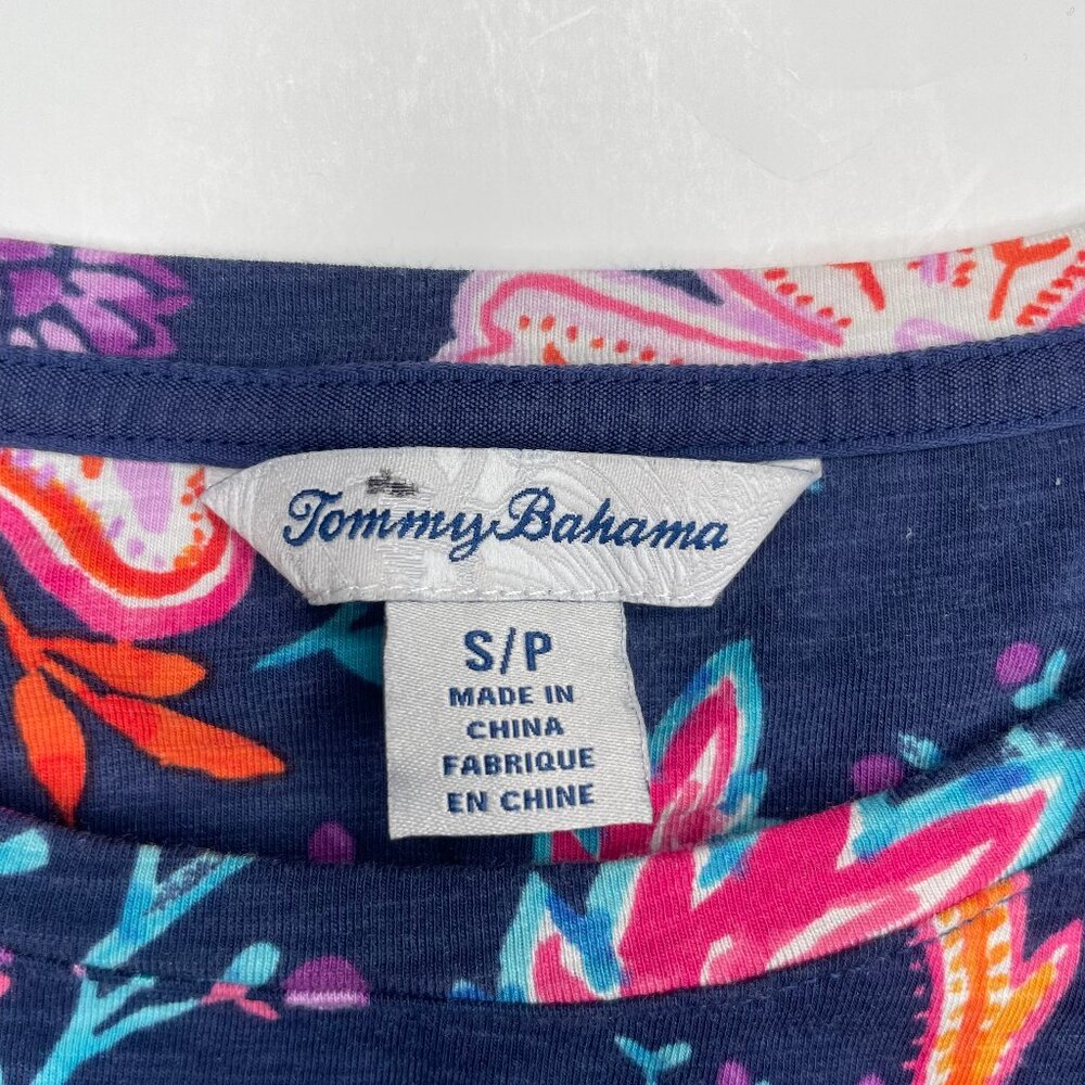 Tommy Bahama Cotton Modal Blend Navy Floral Side Tie Faux Wrap Dress Size S/P - Picture 10 of 12